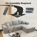 107.5" Cloud Sectional Couch with L-Shape Chaise,Modern Modular Sofa with Deep Seat, Upholstered Couches for Living Room Bedroom Apartments,No Assembly Required, (Grey,Right Facing Chaise)
