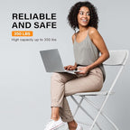 VINGLI 1 Pack White Plastic Folding Chair, Indoor Outdoor Portable Stackable Commercial Seat with Steel Frame 350lb. Capacity for Events Office Wedding Party Picnic Kitchen Dining