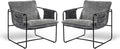 Modern Accent Chair Set of 2 Comfortable Living Room Chairs with Armrests, Bedroom Reading Chair, Chenille Upholstered Lounge Metal Chair