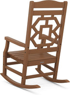 Martha Stewart by POLYWOOD® Chinoiserie 3-Piece Rocking Chair Set in Teak