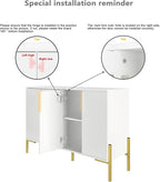 4 Doors Sideboard Buffet Cabinet with Adjustable Shelves,Modern Accent Sideboard with Golden Legs,Wide Storage Cabinet for Kitchen,Living Room,White