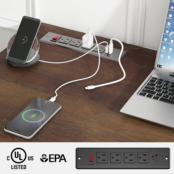 Farmhouse 47" Executive Desk, Computer Desks with Drawers and Cabinet, Workstation Computer Desks for Study and Home Office