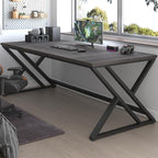 LVB 78.7 Long Executive Desk, Modern Large Computer Office Desk, Wood Metal Simple Pc Study Gaming Writing Table, Industrial Laptop Desk Workstation for Home Bedroom Living Room, Dark Gray, 78.7 Inch