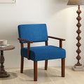 Giantex Mid Century Modern Accent Chair Blue - Linen Living Room Arm Chair w/Soft Padded Seat & Backrest, Rubber Wood Frame, Upholstered Reading Chair for Living Room, Bedroom, Reception