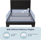 Allewie Twin Size Platform Bed Frame with Velvet Upholstered Headboard and Wooden Slats Support, Fully Upholstered Mattress Foundation/No Box Spring Needed/Easy Assembly, Black