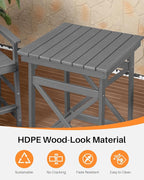 HDPE Outdoor Bar Table, 41" Adirondack Outdoor Bar Height Table, All Weather HDPE Patio High Top Pub Table, Square HDPE Patio Bar Tables for Balcony, Deck, Backyard, Poolside, Smoke Gray