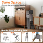 Commercial Grade Folding Chair with Padded Fabric Cushion（16"X16" |Double-hinged Legs Luxury Style|4.5kg Capacity Max Weight 150Kg for Home and Office,Indoor and Outdoor Events (4, Fabric-Beige)