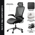 Black Ergonomic Home Office Desk Chair, Premium Thickened Leather Curved seat with Breathable mesh Back, 3D headrest and Adjustable Lumbar Support, Ideal Chair for Office or Gaming, Black