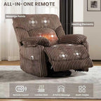 GRAINELL Swivel Rocker Recliner Chair with Massage and Heat, USB Charging Port, Infinite Position Power Recliner, Electric Glider Rocking Chairs for Living Room, Nursery (Brown)