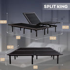 Split King Adjustable Bed Frame with 14 inch Gel Memory Foam Mattress, CertiPUR-US Certified Fiberglass Free, Zero Gravity & Wireless Remote, Head & Foot Incline, 80"×76"