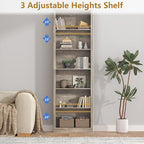 75" Tall Bookshelf & Bookcase Set of 2, 6-Tier Adjustable Storage Shelves, Book Shelf with Anti-Tipping Device, Floor Standing Modern Display Rack for Living Room, Bedroom, Office, Grey