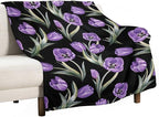 Purple Tulip Blanket Flower Gifts for Girls Women Tulip Floral Throw Blanket for Kids Adults Soft Warm Cozy Fleece Blanket for Couch Sofa Bed 60"x80"