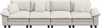 PHI VILLA Cloud Modular Couches Sets, 157.5" Sectional Sofa with Upholstered Deep Seat, 4-Seater Long Couches for Living Room Apartment, Chenille Fabric, Beige