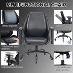 BEWISHOME Home Office Desk Chair, Black Leather Executive Chair with Adjustable Armrests, Computer Chair with Lumbar Support, 360° Swivel Ergonomic Rolling Chair for Adults, Up to 320lbs，BBY02B