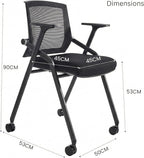 6 Pack Stackable Conference Room Chairs with Paddle Folding Office Chair Foldable Desk Chair Mesh Back and Arms for Conference Meeting Guest Reception Home Office Training Room Chair Black