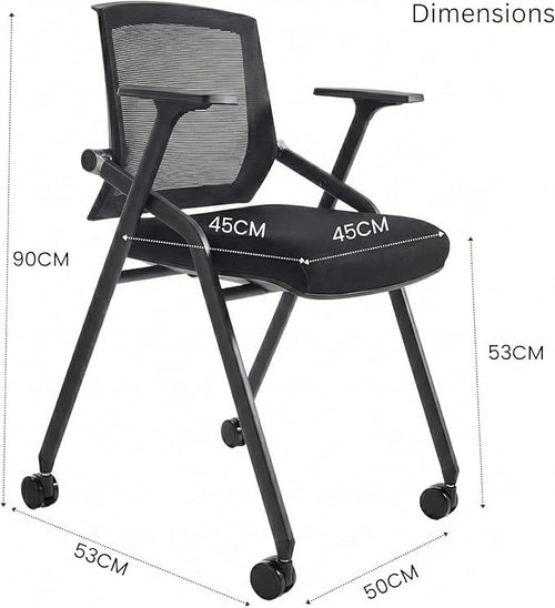 12 Pack Stackable Conference Room Chairs with Paddle Folding Office Chair Foldable Desk Chair Mesh Back and Arms for Conference Meeting Guest Reception Home Office Training Room Chair Black
