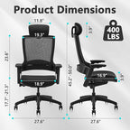 CLATINA Ergonomic High Swivel Executive Chair with Adjustable Height Head 3D Arm Rest Lumbar Support and Upholstered Back for Home Office Black Mesh 2 Pack