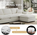 Modern Sectional Linen Cloud Couch for Living Room Armless Modular Filled-Down Sofas,Detachable Couch Cushion Covers,Cozy Feather Down Sofa for Apartment Cream White