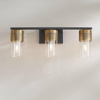 Possini Euro Design Berlin 23 1/2" High Modern Industrial 3 Light Bathroom Vanity Wall Lamp Light Fixture Mount Over The Sink Mirror Hardwired Cordless Black and Gold Glass Shade Indoor Entry-Way