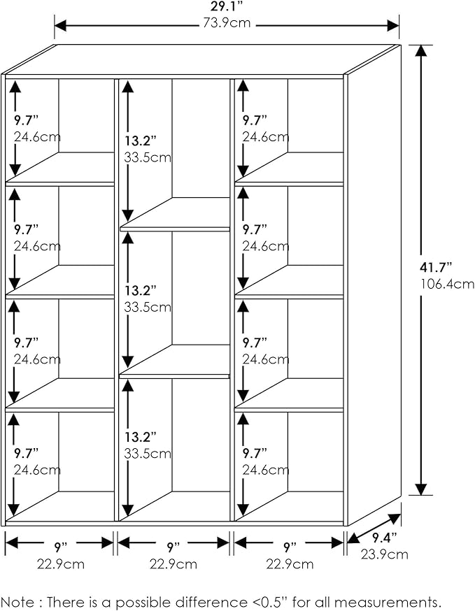 Furinno LUDER Book Shelf, 11-Cube Bookshelf, Reversible Bookcase, 9.4 x 29.1 x 41.7, for Living Room, Bedroom, Home Office, White/Green