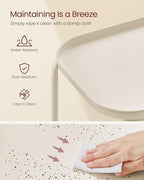 VASAGLE 2-Tier Outdoor Table, Small Side End Table with Tray Storage, Bedside Nightstand for Living Room, Bedroom, Modern Style, Cream White ULET243W01