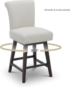 CHITA 26 Inch Counter Height Swivel Bar Stools Set of 3, FSC Certified Modern Upholstered Swivel Barstool Chairs with Back, Fabric in Linen