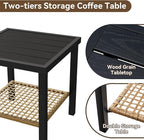 Aoxun 3-Piece Outdoor Rocking Bistro Set, Patio Furniture Set with Coffee Table and Thick Cushions, Wicker Rocking Chairs Set of 2 for Garden, Balcony, Backyard, Poolside (Black)