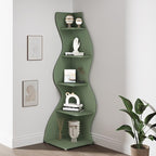 Tribesigns Corner Shelf, Modern 5-Tier Wall Corner Bookshelf, Stylish Corner Small Bookcase Storage Rack Plant Stand with Unique Shape for Living Room, Home Office (Sage Green, 2PCS)