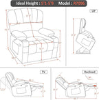 MCombo Power Lift Recliner Chair for Elderly, Lift Chair with Heat and Massage, Extra Wide Lift Recliner for Big People, Faux Leather R7096 (Medium-Wide, Black)