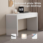 Executive Desk with Drawers, White Computer Desk with Drawers with Three-Layer Lacquered Thick Wooden Board, 55 inch Modern Home Office Desk for Study, Living Room, Bedroom