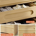 Dresser for Bedroom with 9 Drawers, 63" Large Modern Dressers & Chest of Drawers with Curved Profile Design, Wood Closet Clothes Storage Long Dressers Organizer for Bedroom Living Room Hallway, Oak