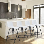 annjoe Swivel Bar Stools Metal Counter Height Stools Plastic Seat Chairs Set of 4 for Indoor Outdoor Home Kitchen Business (26" White)