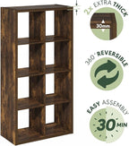 Furinno Cubicle Book Shelf, 8-Cube Thick Frame Bookshelf, Horizontally & Vertically Reversible Bookcase with Open Back, 14.6 x 30 x 57.9, for Living Room, Bedroom, Home Office, Amber Pine