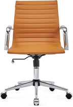 COROCC Office Desk Chair Modern Conference Room Task Chairs Leather Computer Swivel Excutive Ribbed Ergonomic Rolling Comfortable Chair for Home Office