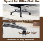 CLATINA Big and Tall Executive Office Chair, Extra Wide Seat, 800 LBS Capacity Heavy Duty Ergonomic Cloth Desk Chair with Wheels and Padded Armrests, High Back Fabric Computer Task Chair, Black