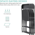 10 Pack Plastic Folding Chairs, Portable Stackable Commercial Seat Folding Chairs with Steel Frame 350lbs for Home Office Outdoor Indoor Office Wedding Party Events, Black