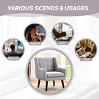HUIMO Accent Chair Living Room Chair, Upholstered Button Tufted Armchair, Linen Fabric Sofa Chairs for Bedroom, Living Room, Mid Century Modern Comfy Reading Chair (Light Grey)