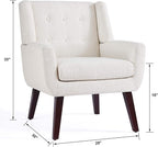 HUIMO Accent Chairs Set of 4, Upholstered Button Tufted Armchair, Linen Fabric Sofa Chairs for Bedroom, Living Room, Mid Century Modern Comfy Reading Chair (4, Beige)