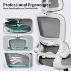 TRALT Office Chair Ergonomic Desk Chair, 330 LBS Home Mesh Office Desk Chairs with Wheels, Comfortable Gaming Chair, High Back Office Chair for Long Hours (White)