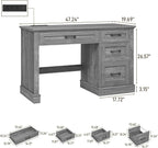 Vabches Farmhouse 47" Executive Desk, Computer Desk with Drawers and File Drawer, Workstation Computer Desk with Charging Station for Home Office,Study,Grey.