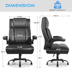 VITESSE Executive Office Chair,Heavy Duty Chair with Flip up Armrest,Ergonomic High Back Computer Gaming Chairs Home Office 400lbs, Big and Tall Office Chair with Lumbar Support（Black）