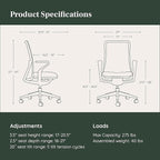 Branch Verve Chair - High Performance Executive Office Chair with Contoured Seat Back and Adjustable Lumbar Rest - High Density Foam Cushion with Aluminum Base - Up to 275 lbs - Coral