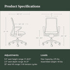 Branch Verve Chair - High Performance Executive Office Chair with Contoured Seat Back and Adjustable Lumbar Rest - High Density Foam Cushion with Aluminum Base - Up to 275 lbs - Galaxy