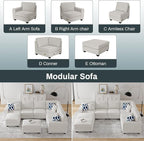Legend Vansen Modular Sectional Sofa U Shaped Couch with Ottoman Modern Reversible Corner Sectional Couch for Living Room (Cream, U Shaped Sofa-3)