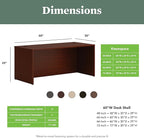 HON MOD Executive Desk 60-Inch Large Computer Desk Shell, Thick Wooden Laminate, Modern Table with Cord Management, 60" W x 30" D x 29" H, Traditional Mahogany