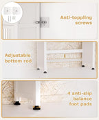 Over The Toilet Storage Shelf with Drawer, Above Bamboo Bathroom Organizer Cabinet with Anti-Tip and Waterproof Feet Pad Design, Freestanding Shelf for Bathroom (White)