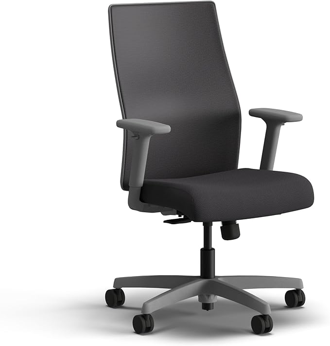 HON Ignition 2.0 Mid Back Task Chair, Spectrum Mesh, Standard Synchro-Tilt Control, Office Chair with Lumbar Support, Height and Width Adjustable Arms, Titanium Frame, Onyx