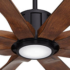 Possini Euro Design 80" Defender Modern Industrial Outdoor Ceiling Fan with Dimmable LED Light Remote Control Matte Black Damp Rated for Patio Exterior House Home Porch Gazebo Garage Barn
