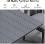 PURPLE LEAF 5 Pieces Oversized Square Outdoor Dining Set with Patio Aluminium Dining Table and Wicker Chairs Modern Furniture Cushions Sets for Backyard Indoor Decor Kitchen Gray