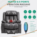 VIVIJASON Tall Man Large Power Lift Recliner Chair with Massage and Heat for Elderly, Overstuffed Wide Electric Lift Recliner with Extended Footrest, 2 Cup Holder, Side Pockets & USB Ports (Grey)